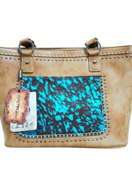 Montana West Handbags - Women's Trinity Ranch Montana West Turquoise Khaki Hair On Bag